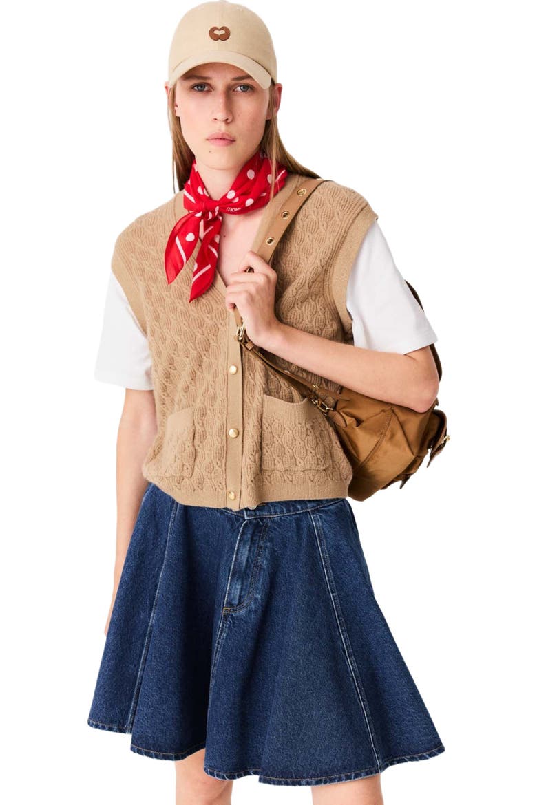 2-in-1 effect cardigan, Alternate, color, Camel