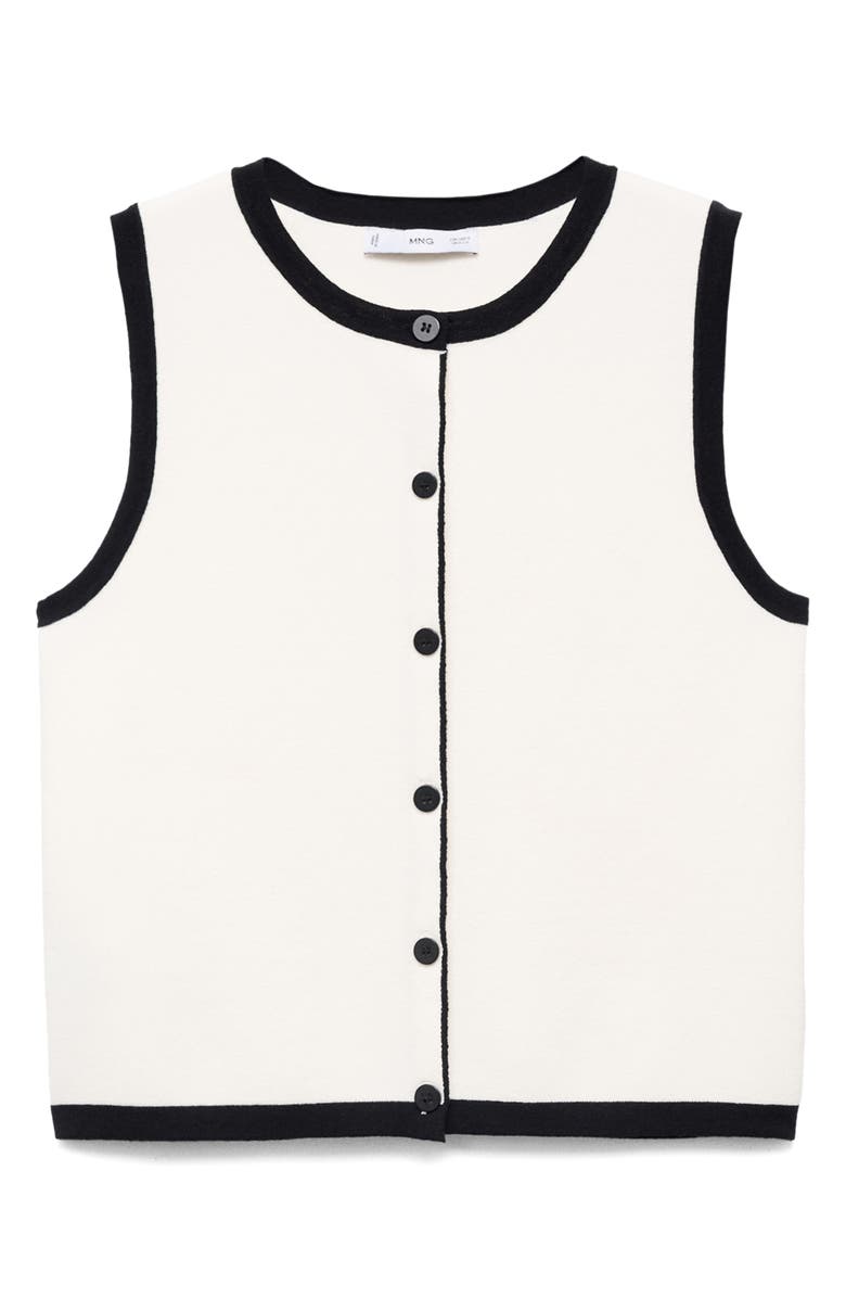 MANGO Tipped Sweater Vest, Alternate, color, Ecru