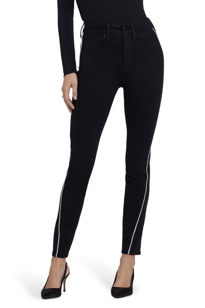 Ami High Waist Skinny Jeans with Piping, Main, color, BLACK RINSE