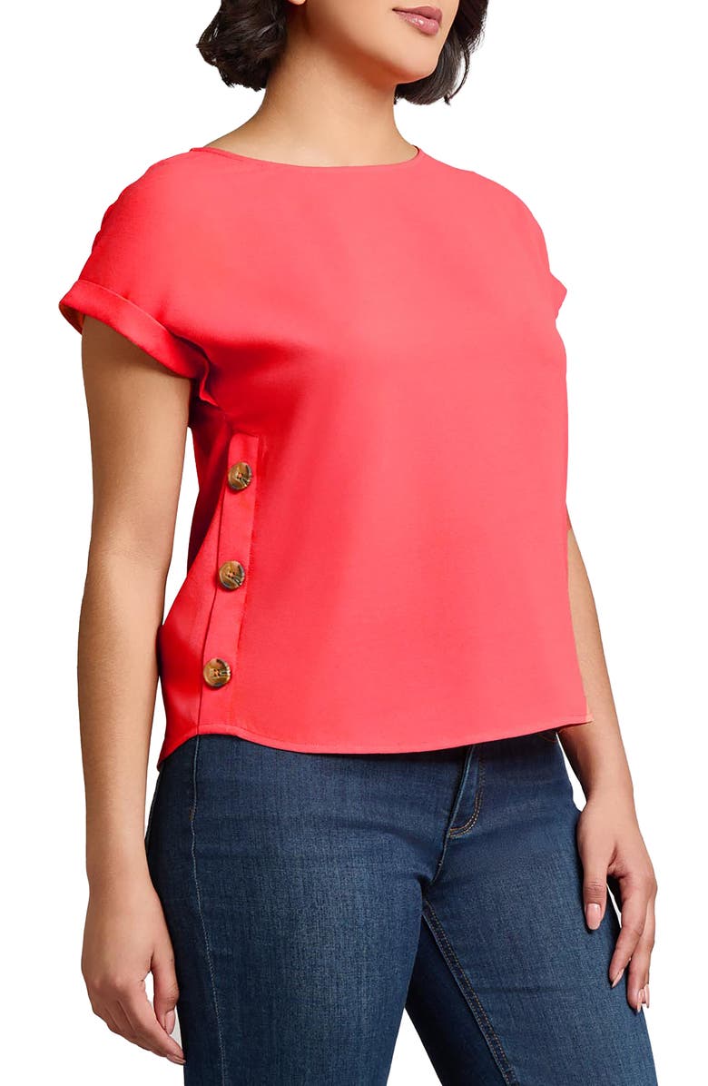 Jones New York Side Button Detail Crepe Top, Alternate, color, 