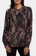 NYDJ Tie Neck Button-Up Shirt