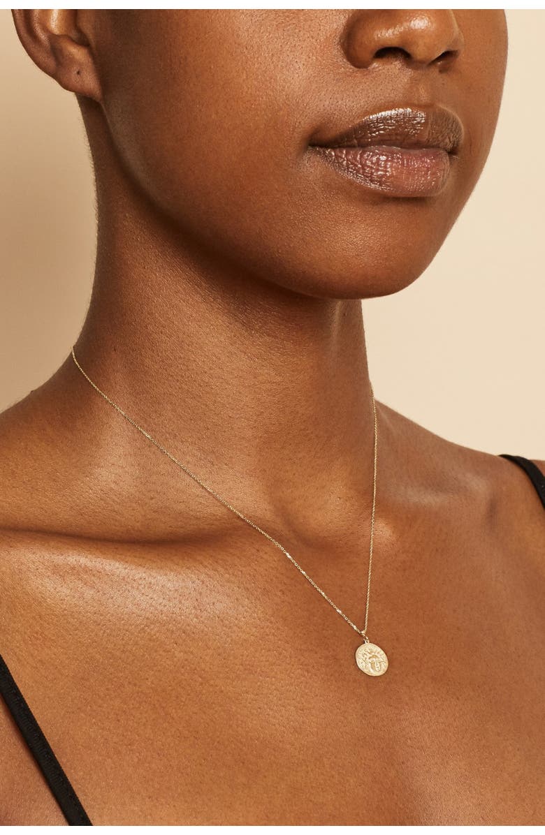 Oradina 14K Yellow Gold Greek Medusa Medallion Necklace, Alternate, color, Yellow Gold