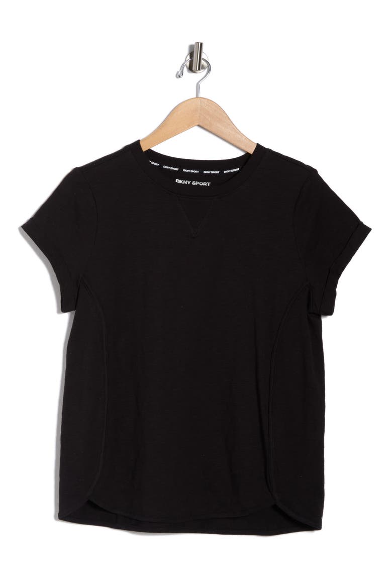 Roll Sleeve Cotton Blend T-Shirt, Alternate, color, BLACK