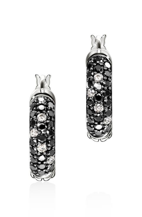 JH Essentials Hoop Earrings, Sterling Silver, Diamonds, 13mm