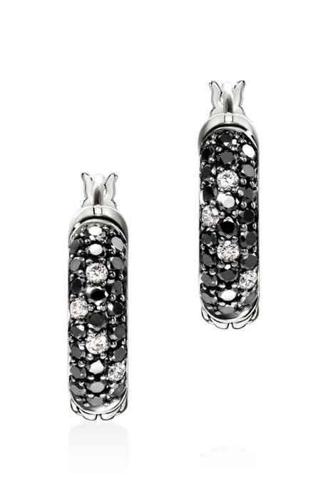 John Hardy JH Essentials Hoop Earrings, Sterling Silver, Diamonds, 13mm