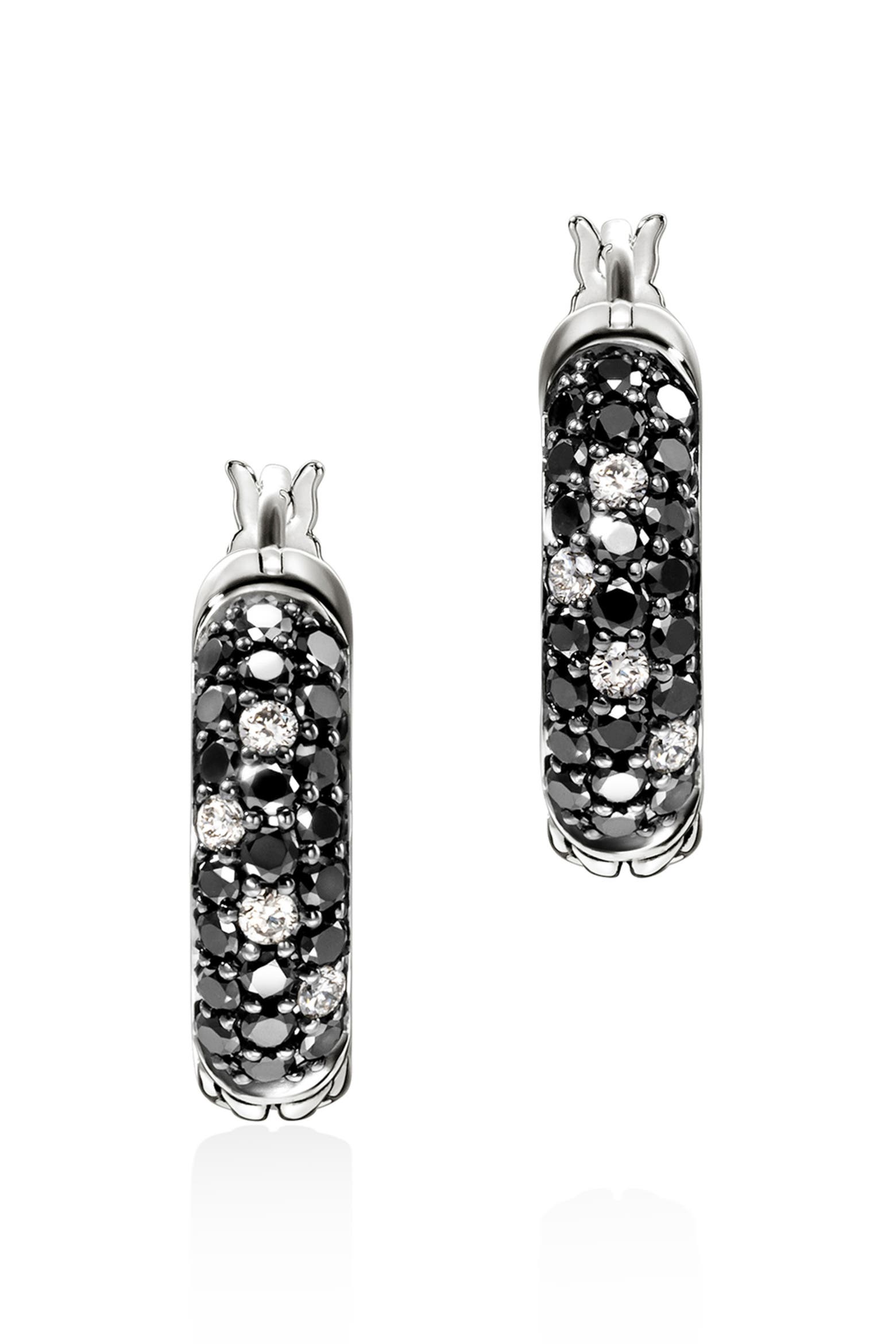 Hoop Essentials John Hardy JH Essentials Hoop Earrings, Sterling Silver, Diamonds, 13mm ...