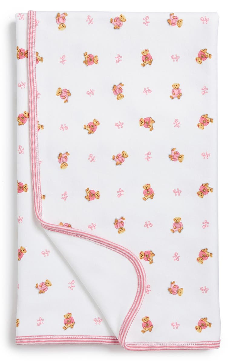 Ralph Lauren Reversible Cotton Receiving Blanket, Main, color, Paisley Pink