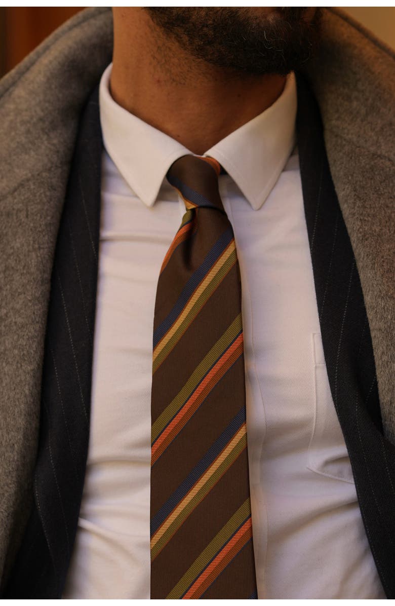 Elizabetta Battisti - Extra Long Silk Jacquard Tie for Men, Alternate, color, Chocolate Brown