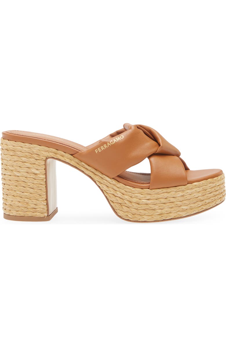 FERRAGAMO Douglas Platform Slide Sandal, Alternate, color, Cognac