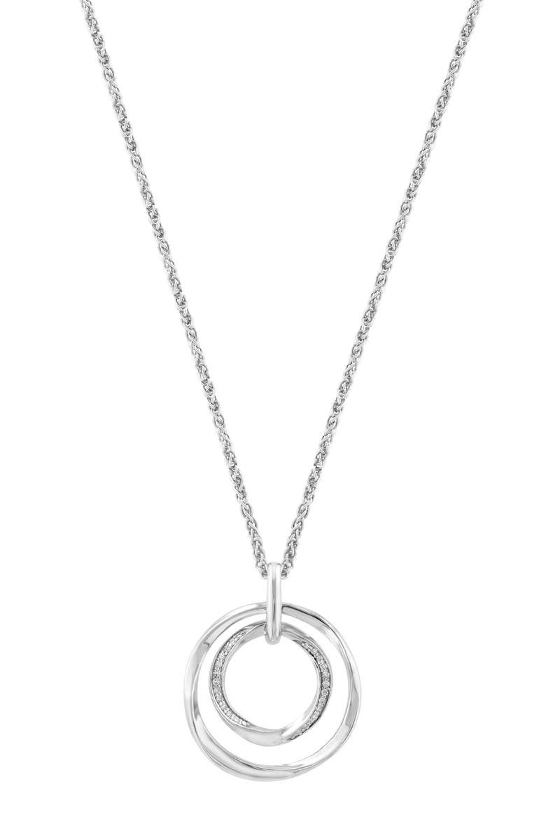 Sterling Silver Diamond Open Circle Pendant Necklace, Main, color, SILVER/ WHITE