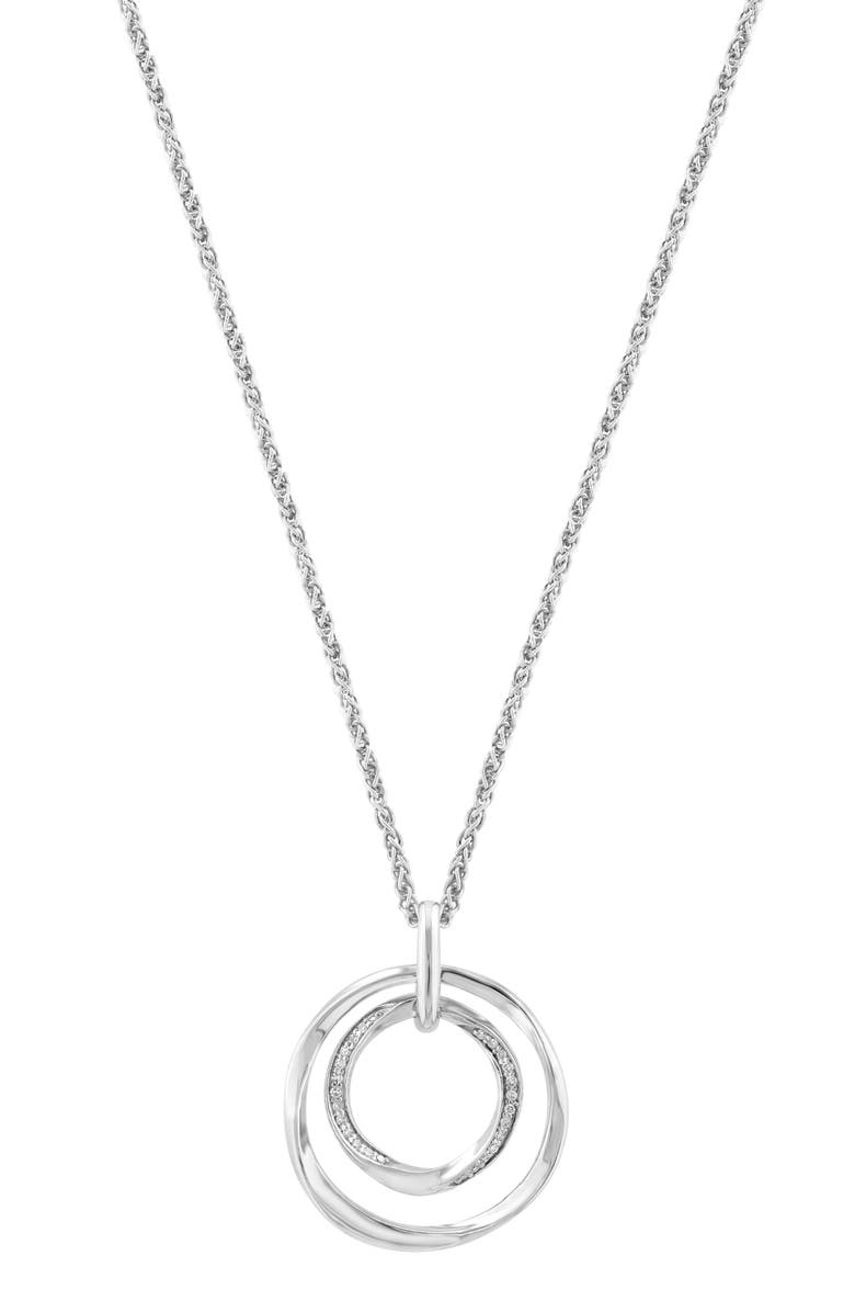 EFFY Sterling Silver Diamond Open Circle Pendant Necklace, Main, color, Silver/ White