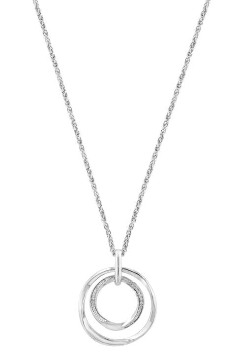 Sterling Silver Diamond Open Circle Pendant Necklace