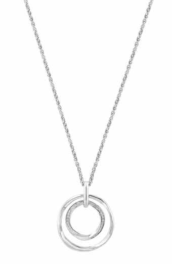 Sterling Silver Diamond Open Circle Pendant Necklace