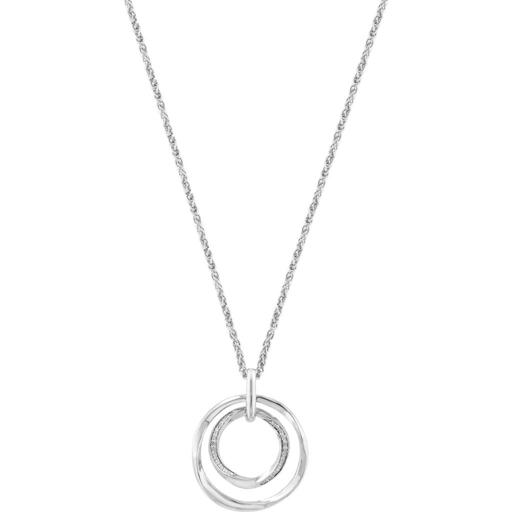 EFFY Sterling Silver Diamond Open Circle Pendant Necklace in Silver/White at Nordstrom Rack, Size 18"