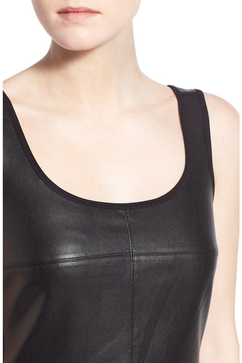 'Fonda' Faux Leather Front Tank, Alternate, color, BLACK