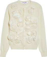 Comme des Garçons Comme des Garçons Rosette Appliqué Wool Cardigan