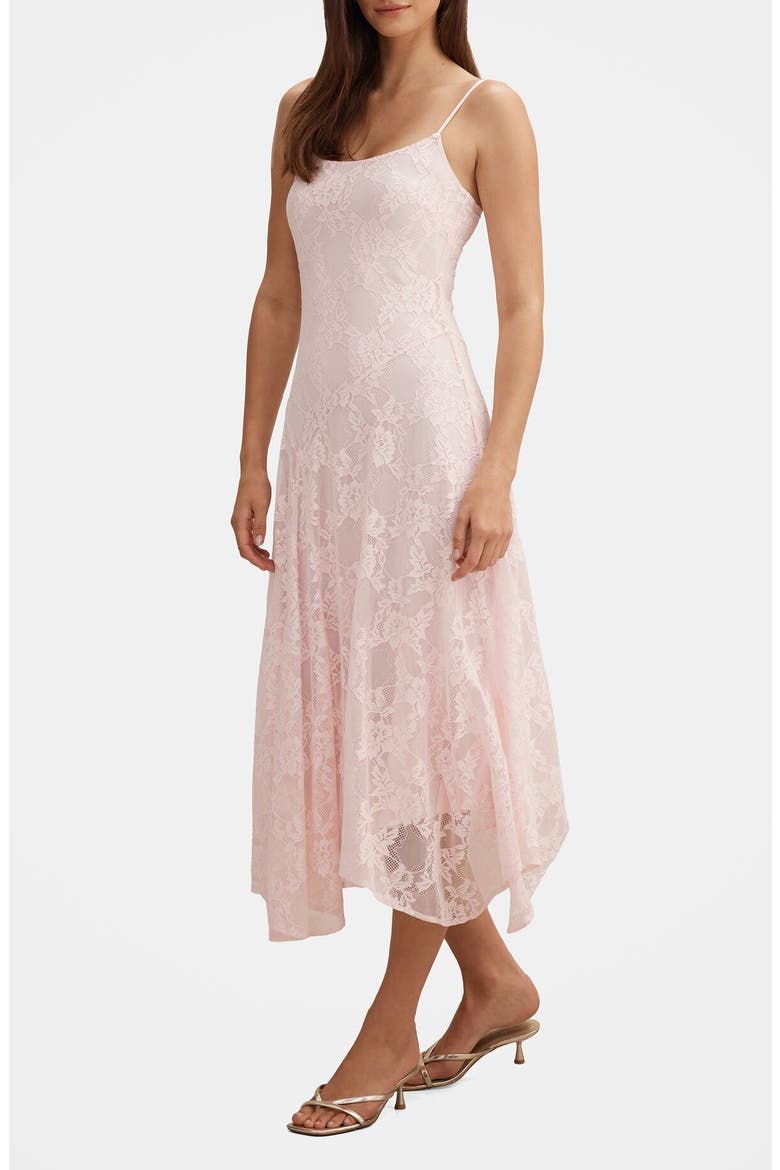 Victoria Lace Midi Dress, Alternate, color, SOFT ROSE