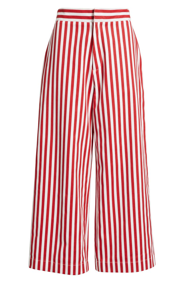 French Connection Keller Stripe Wide Leg Pants, Alternate, color, 60-Crimson Red