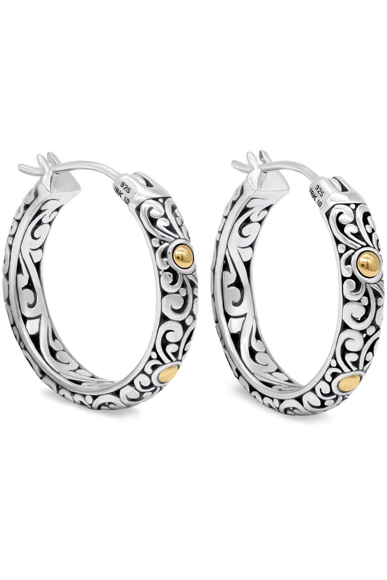 25mm Filigree Hoop Earrings in Sterling Silver and 18K Gold, Main, color, Silver