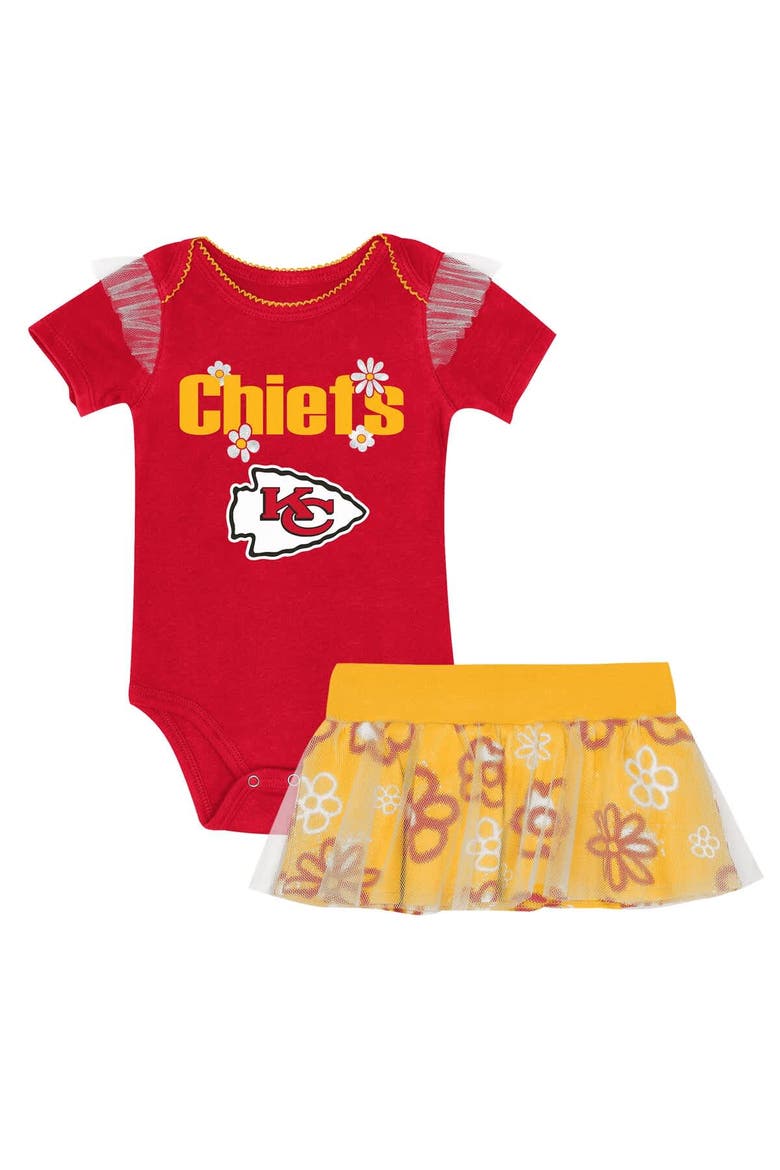 Girls Newborn Outerstuff Red Kansas City Chiefs My Team Rocks Bodysuit and Skirt Set, Main, color, Red