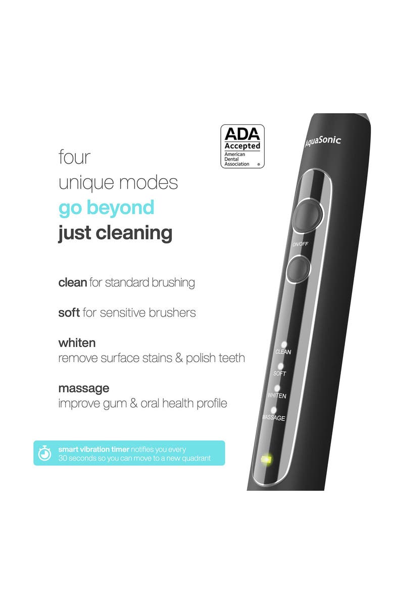 AQUASONIC Black Series Pro Ultrasonic Whitening Toothbrush, Alternate, color, Black
