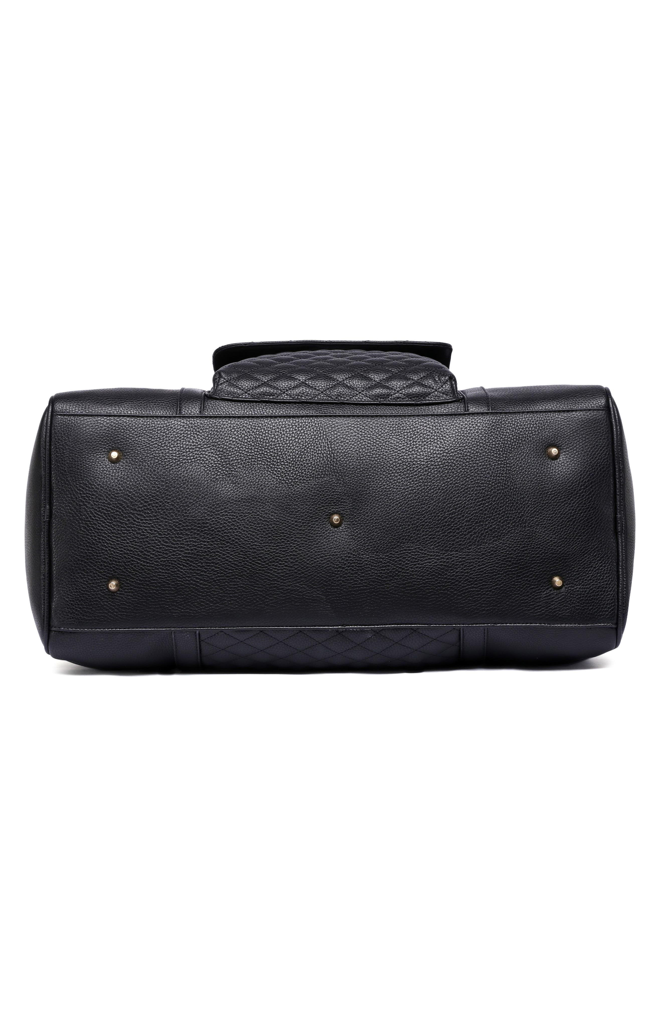 Luli Bebé Monaco Faux Leather Travel Bag, Alternate, color, Ebony Black