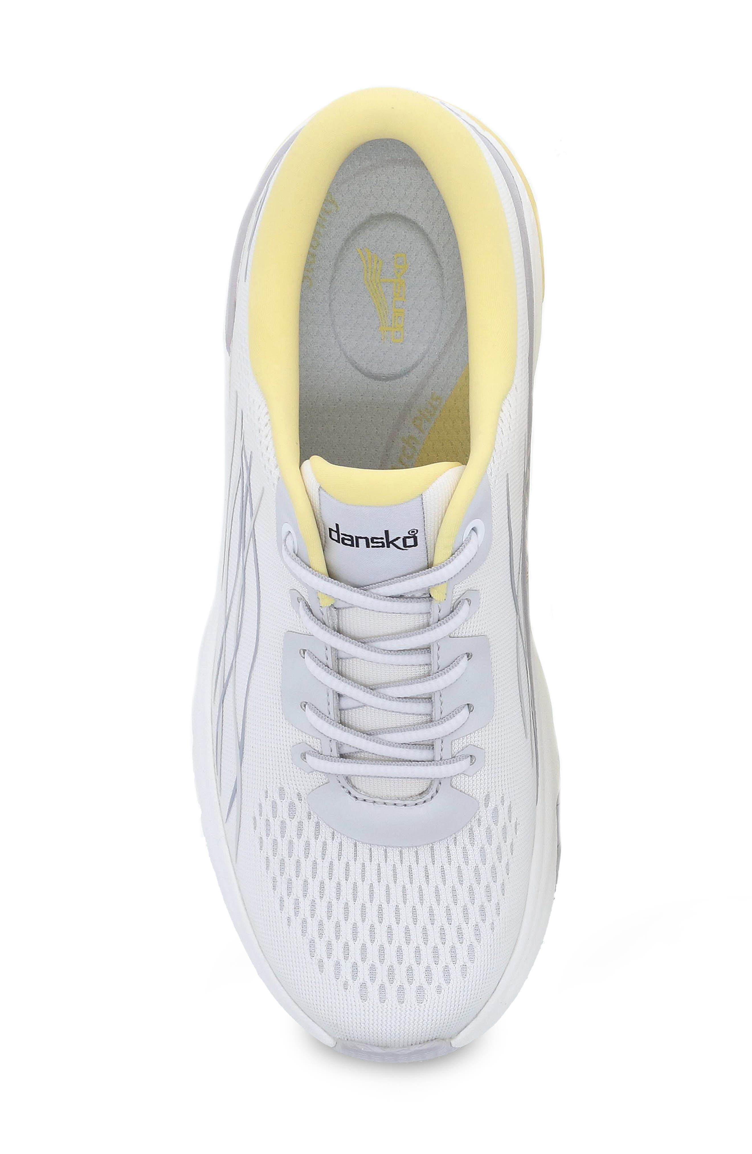 Dansko Pace Sneaker, Alternate, color, White/ Yellow Mesh