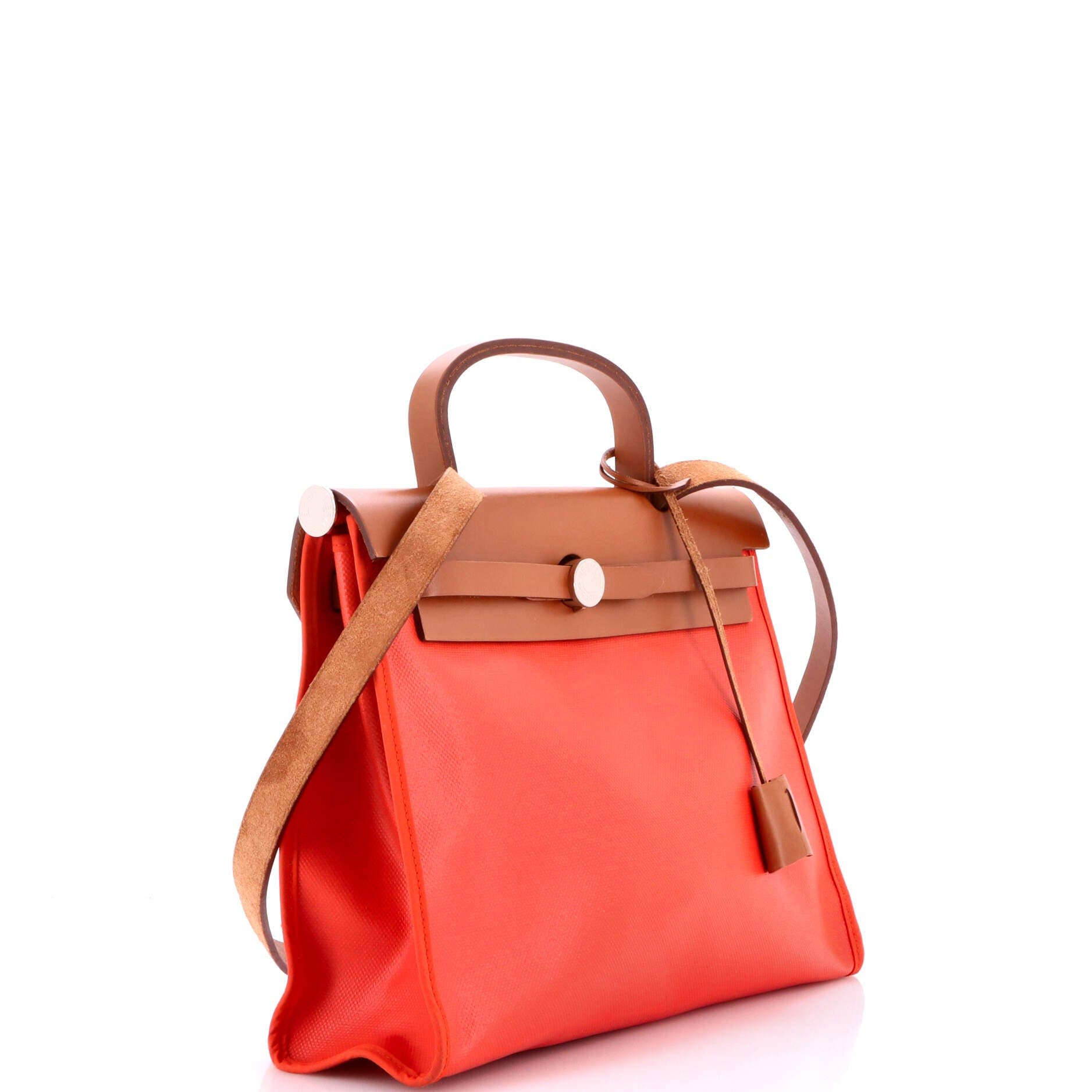 Pre-Owned Hermes Herbag Zip Berline Vache Canvas and Leather 31, Alternate, color, Rouge Pivoine