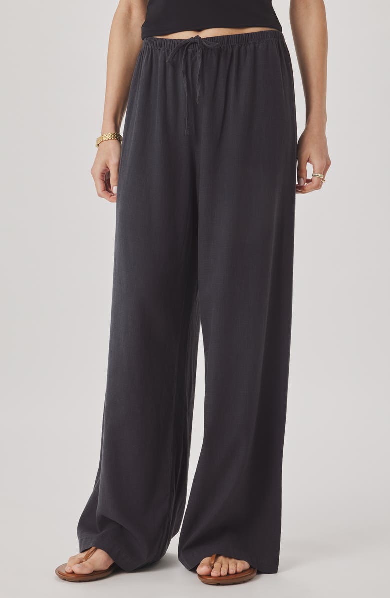 Splendid Valerie Drawstring Pants, Main, color, Lead Black
