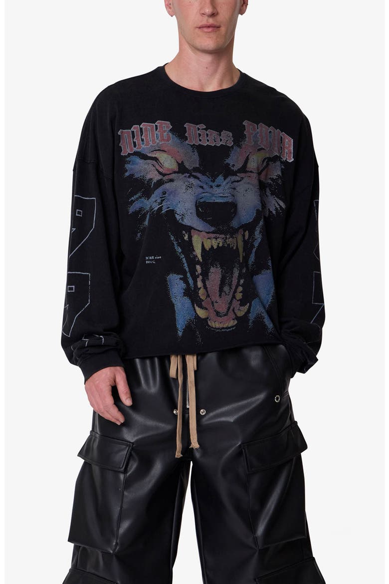 994 Wolf Oversize Cotton Graphic T-Shirt, Alternate, color, BLACK