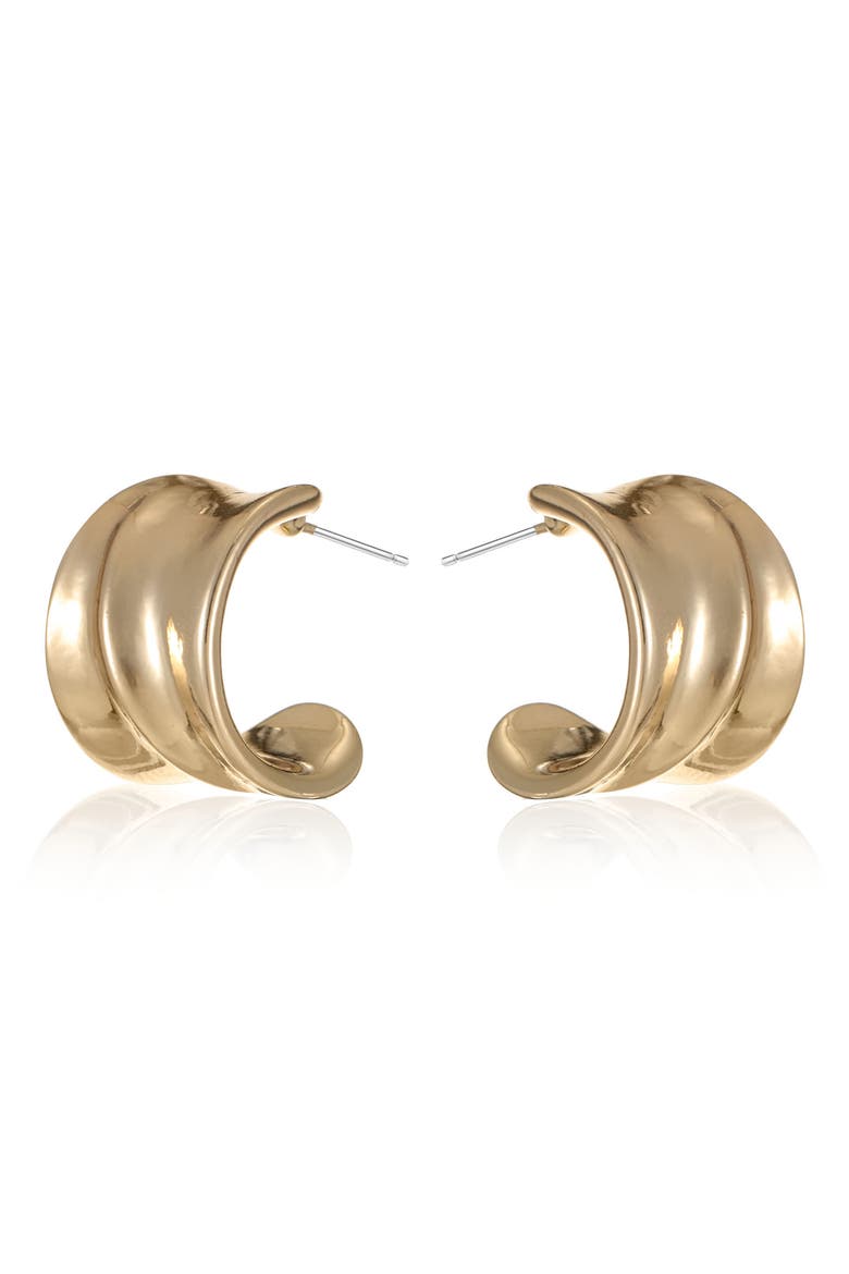 Sculptural Ribbed Earrings, Alternate, color, GOLD