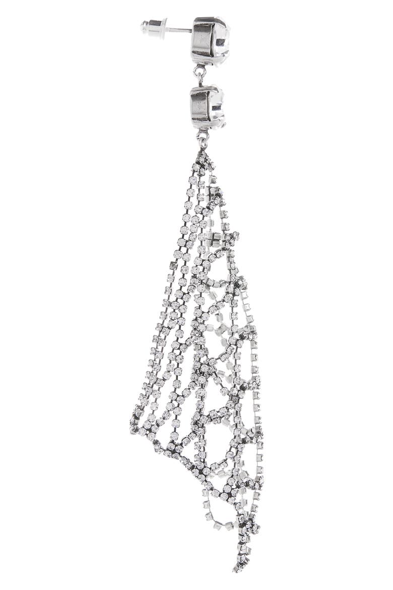 Crystal Mesh Asymmetric Drop Earrings, Alternate, color, TRANSPARENT/ SILVER TRSI