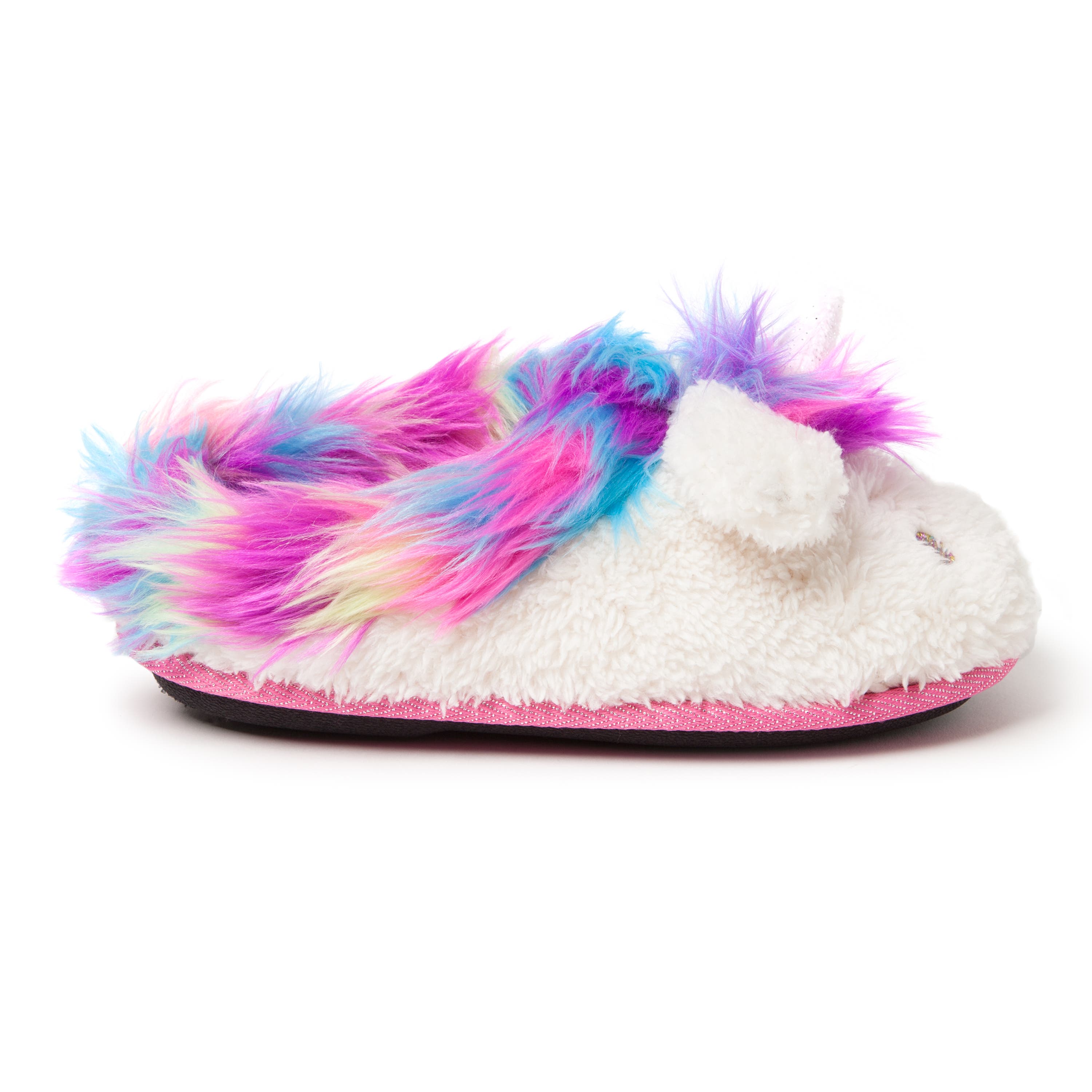 DEARFOAMS Kids' Peyton Novelty Unicorn Fuzzy Slipper, Alternate, color, Paradise Pink