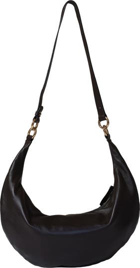 HYER GOODS Leather Convertible Hobo Crescent Ring Bag