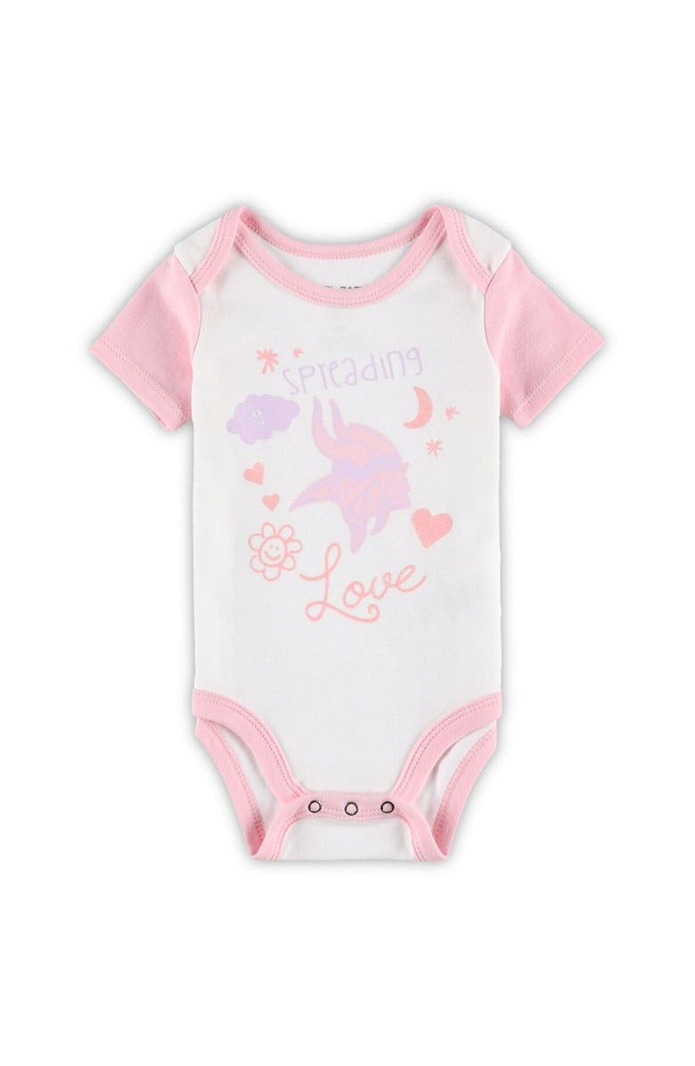 Outerstuff Girls Newborn & Infant White Minnesota Vikings Spreading Love Bodysuit and Tutu Leggings Set, Alternate, color, 