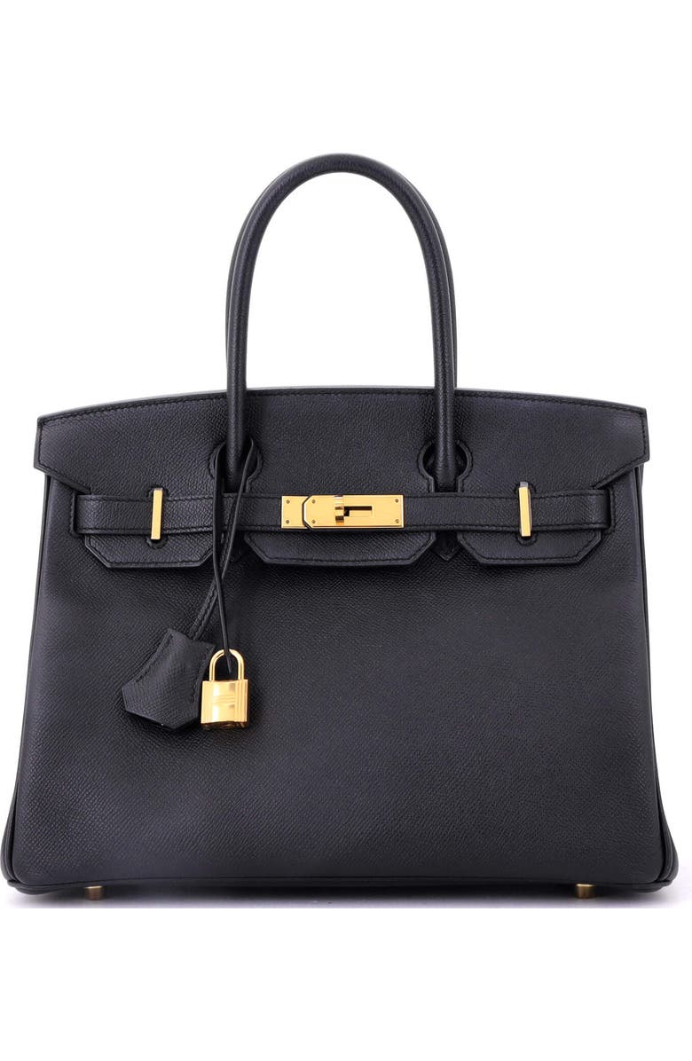 Pre-Owned Hermes Birkin Handbag Black Epsom with Gold Hardware 30, Main, color, Noir