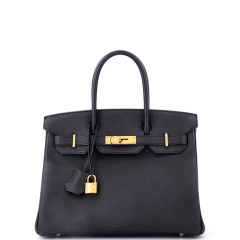 Birkin Handbag Black Epsom with Gold Hardware 30