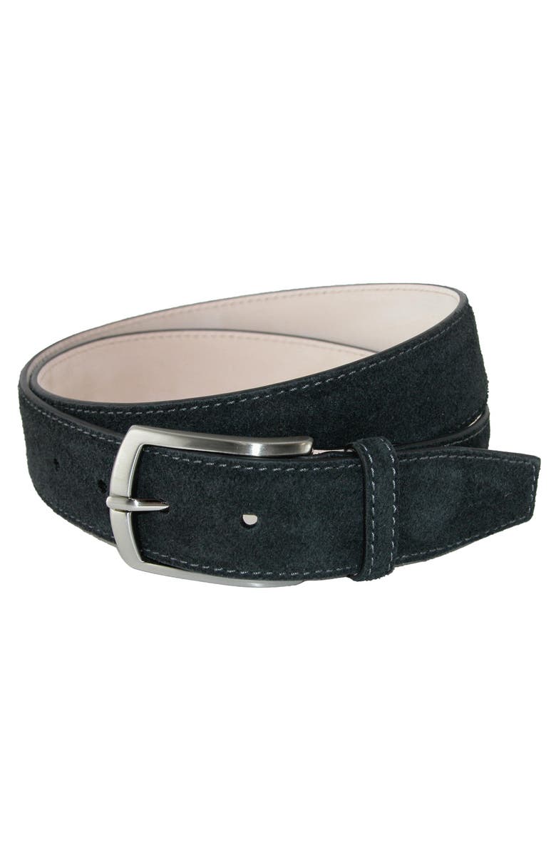CrookhornDavis Men's Monza Suede Belt with Contrast Stitch, Main, color, Black
