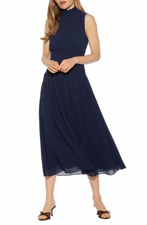 Noor Smocked Neck Midi Dress
