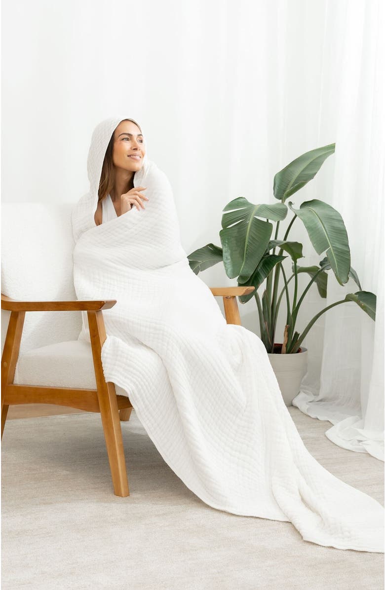 Comfy Cubs Adult Muslin Hooded Towel, Alternate, color, White