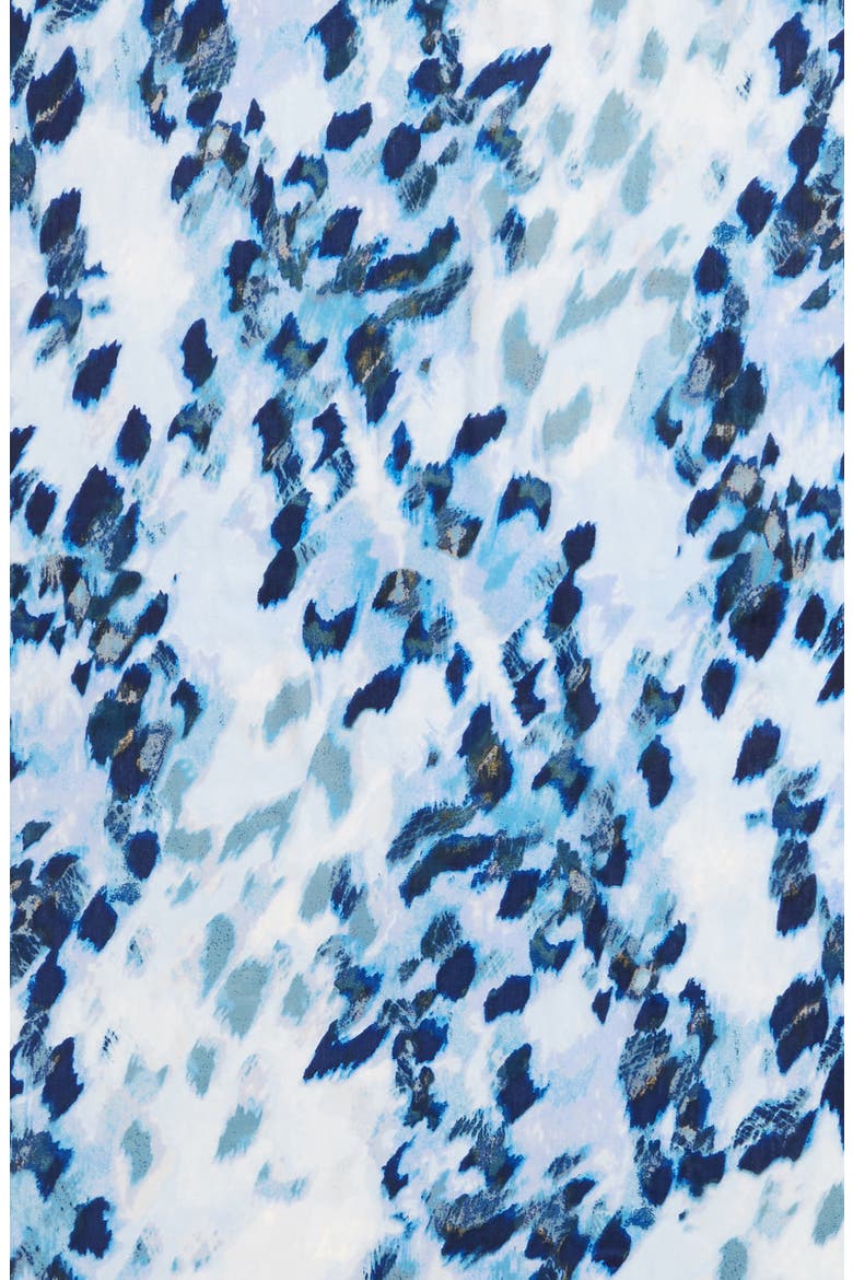 Tissue Print Wool & Cashmere Wrap Scarf, Alternate, color, BLUE FEATHERED CAT