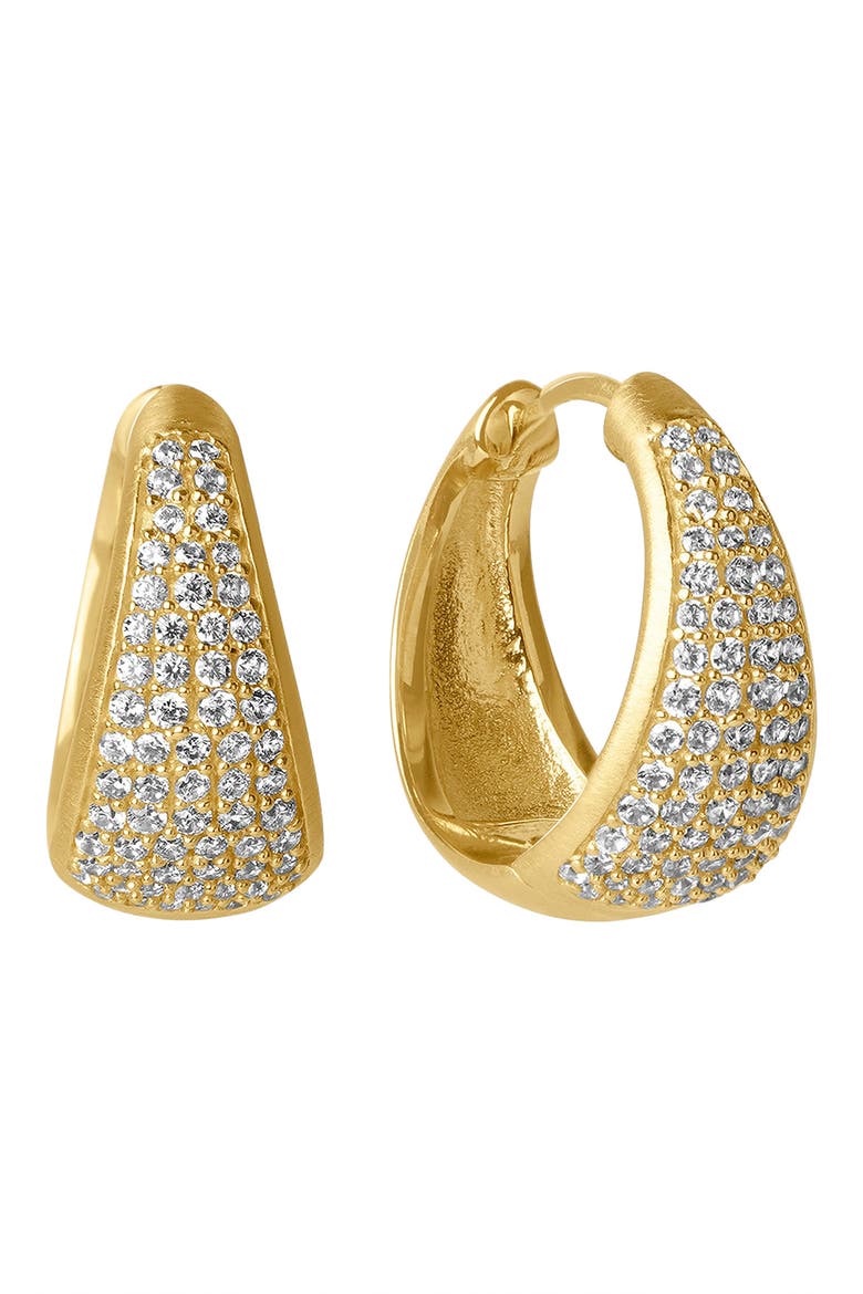 Margaux Pavé Hoop Earrings, Main, color, WHITE TOPAZ/ GOLD