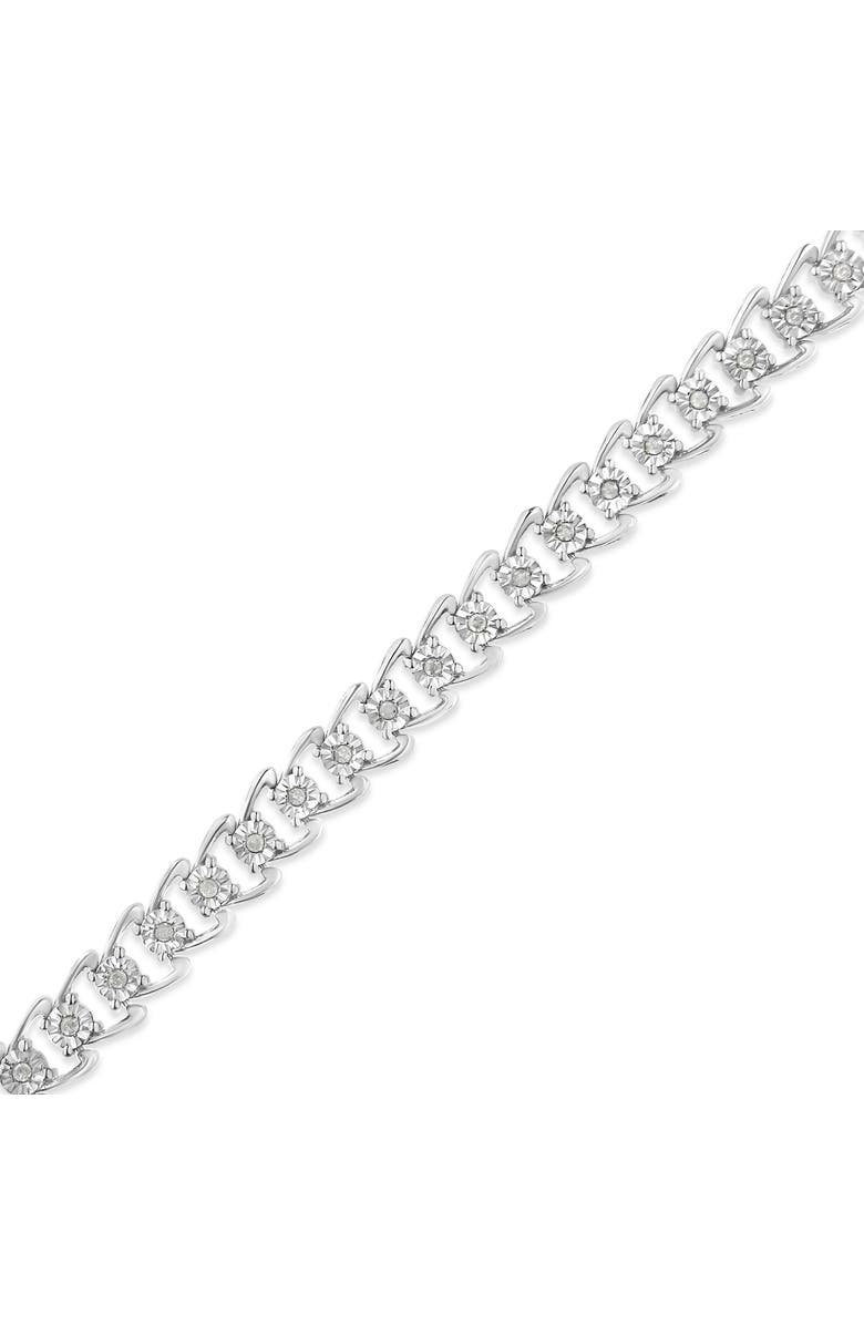 Haus of Brilliance .925 Sterling Silver 1/2 Cttw Diamond Miracle-Set Double Swoosh Wave Style 7" Tennis Bracelet, Alternate, color, White