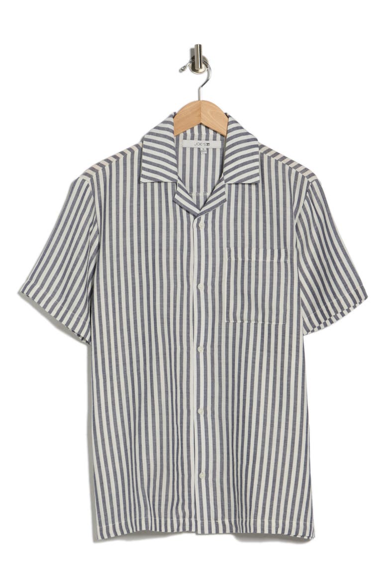 Striped Cotton Camp Shirt, Alternate, color, NAVY/ WHITE STRIPE