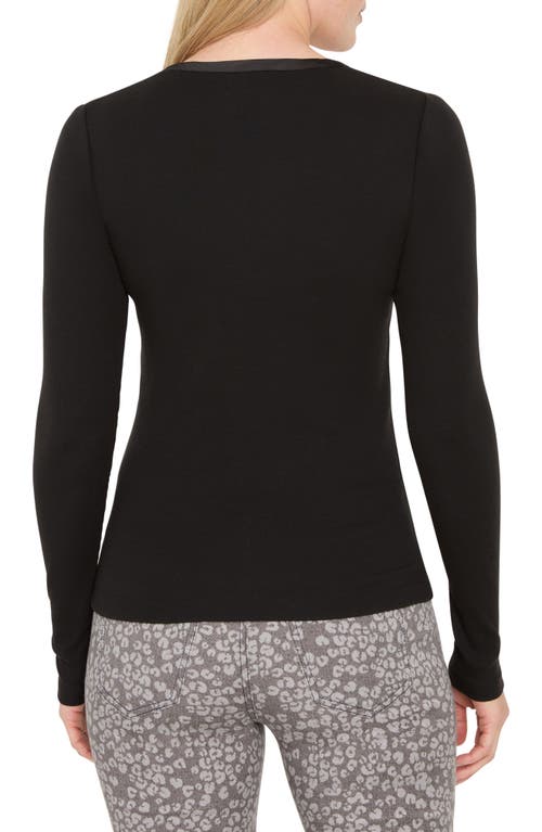 Nic + Zoe Nic+zoe Trimmed Knit Rib V-neck Top In Black