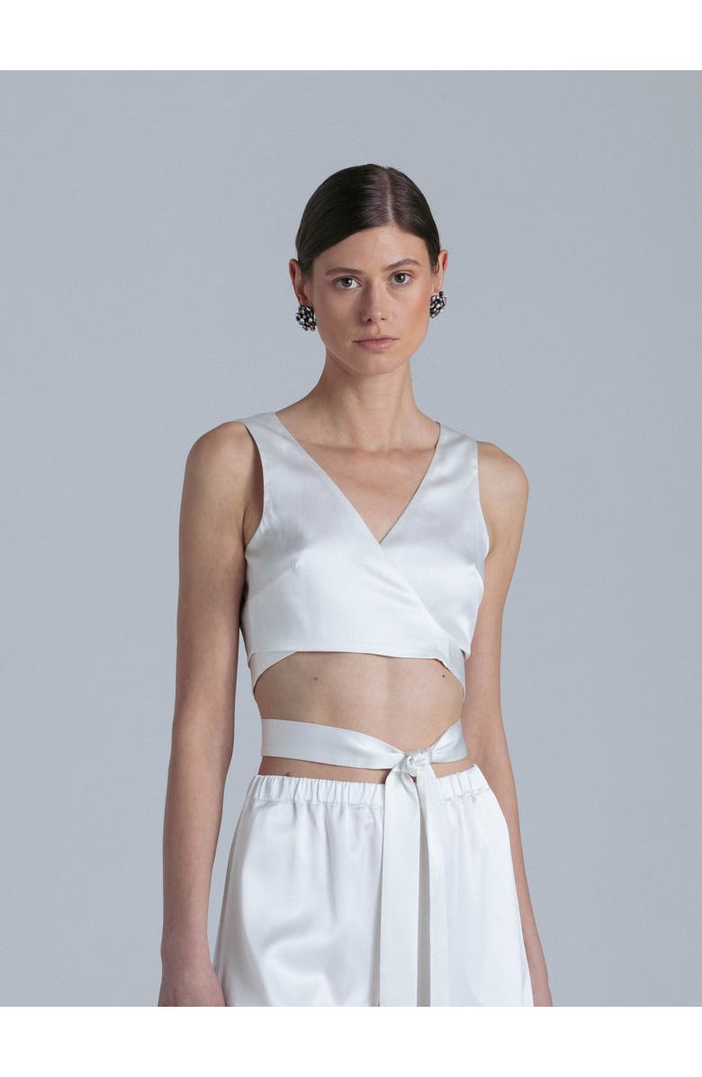 Alas Silk V-Neck Top, Main, color, Milk White