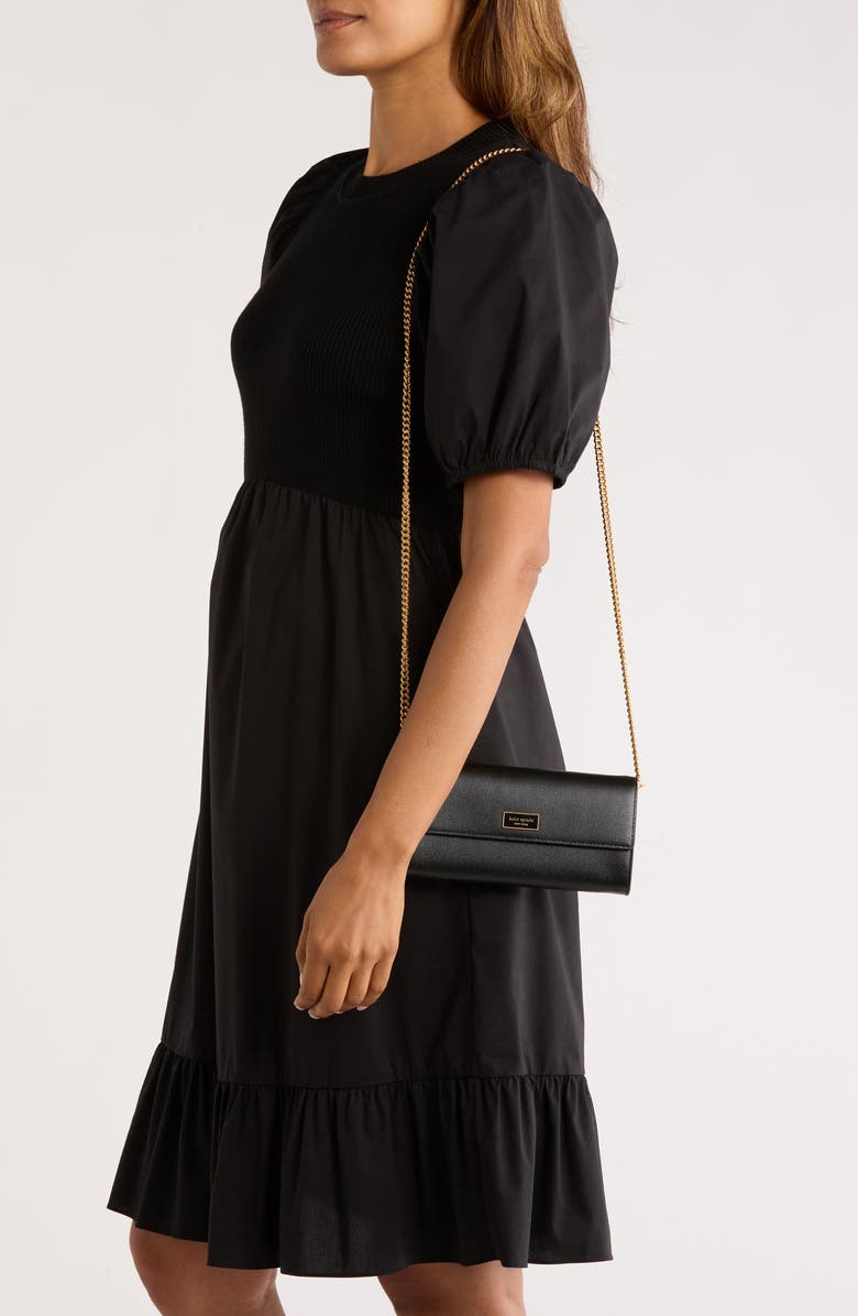 Kate Spade New York katy flap continental wallet crossbody bag, Alternate, color, Black