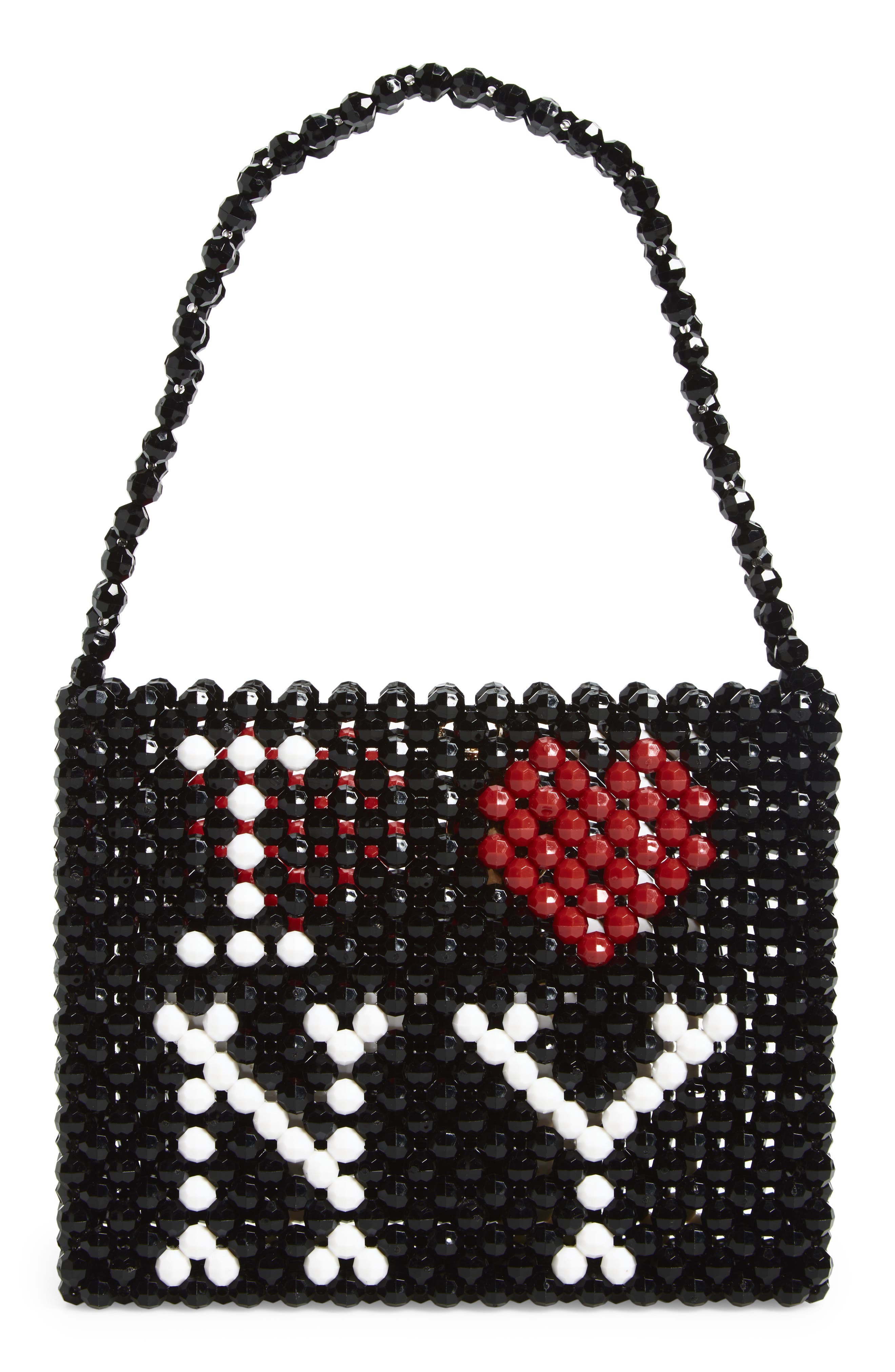 Susan Alexandra I LOVE NY Beaded Top Handle Bag in Black 