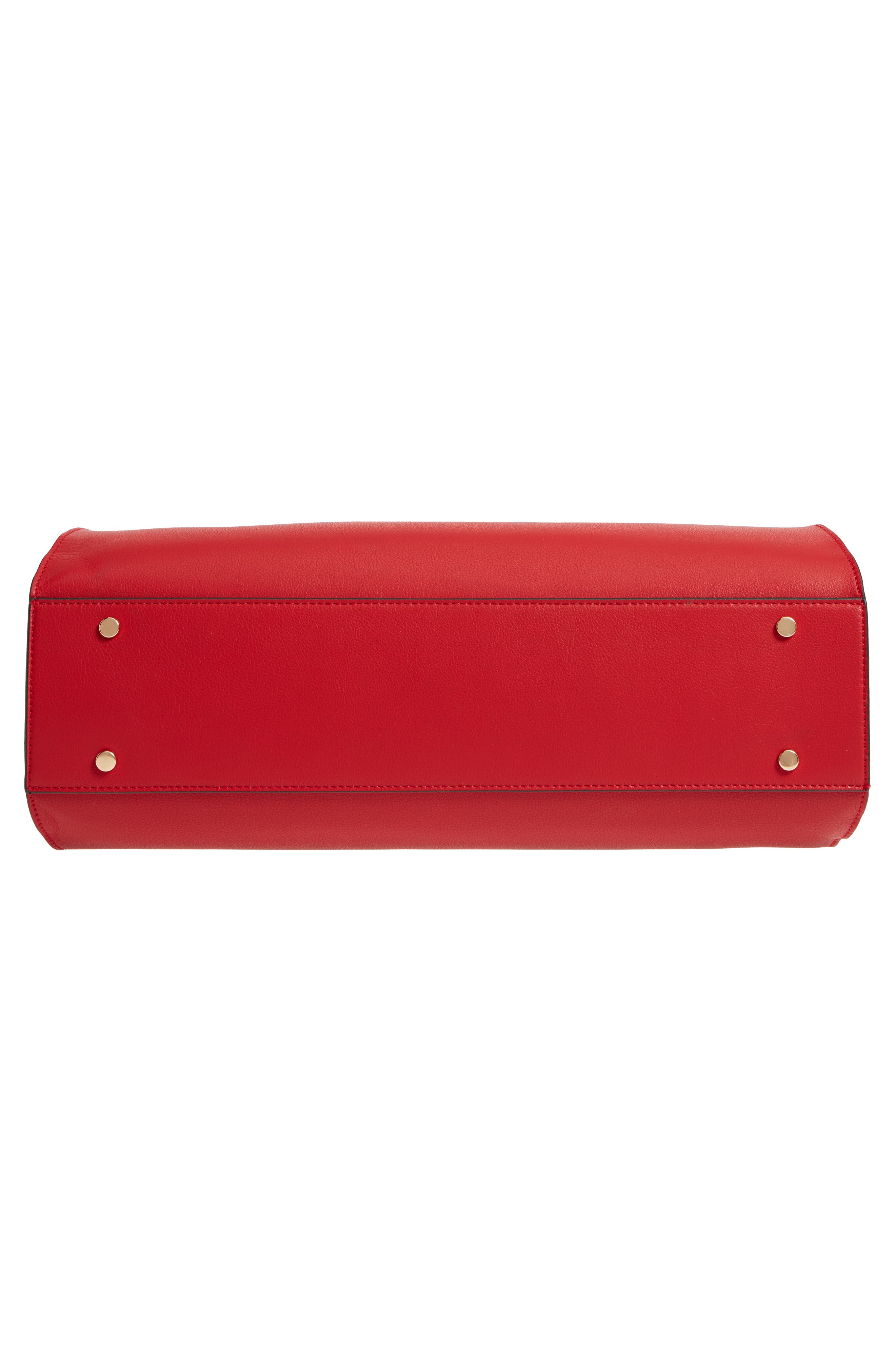 Trapezoid Faux Leather Tote, Alternate, color, RED