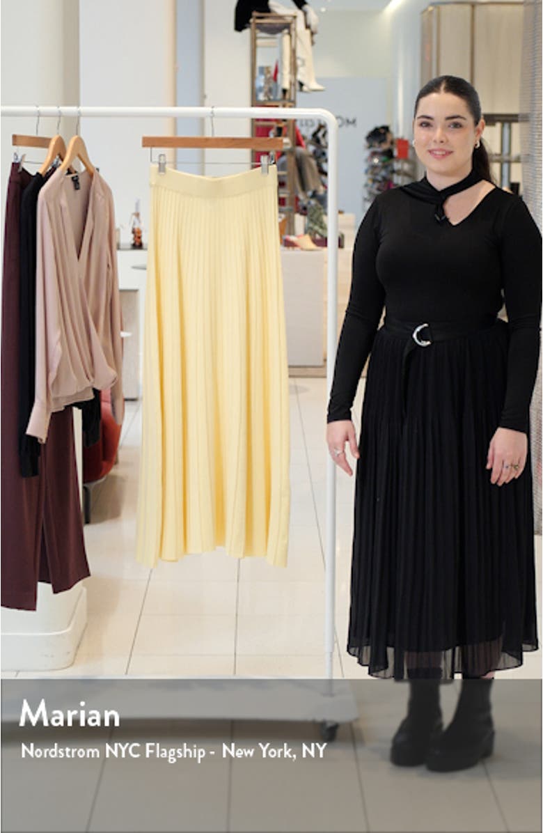 Pleated Knit Cotton Blend Maxi Skirt, sales video thumbnail